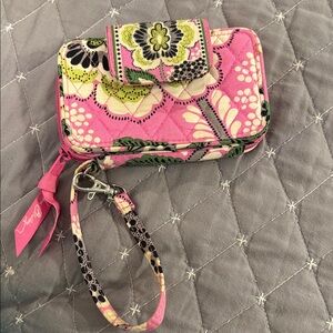 Vera Bradley Pink and Green Floral Wristlet